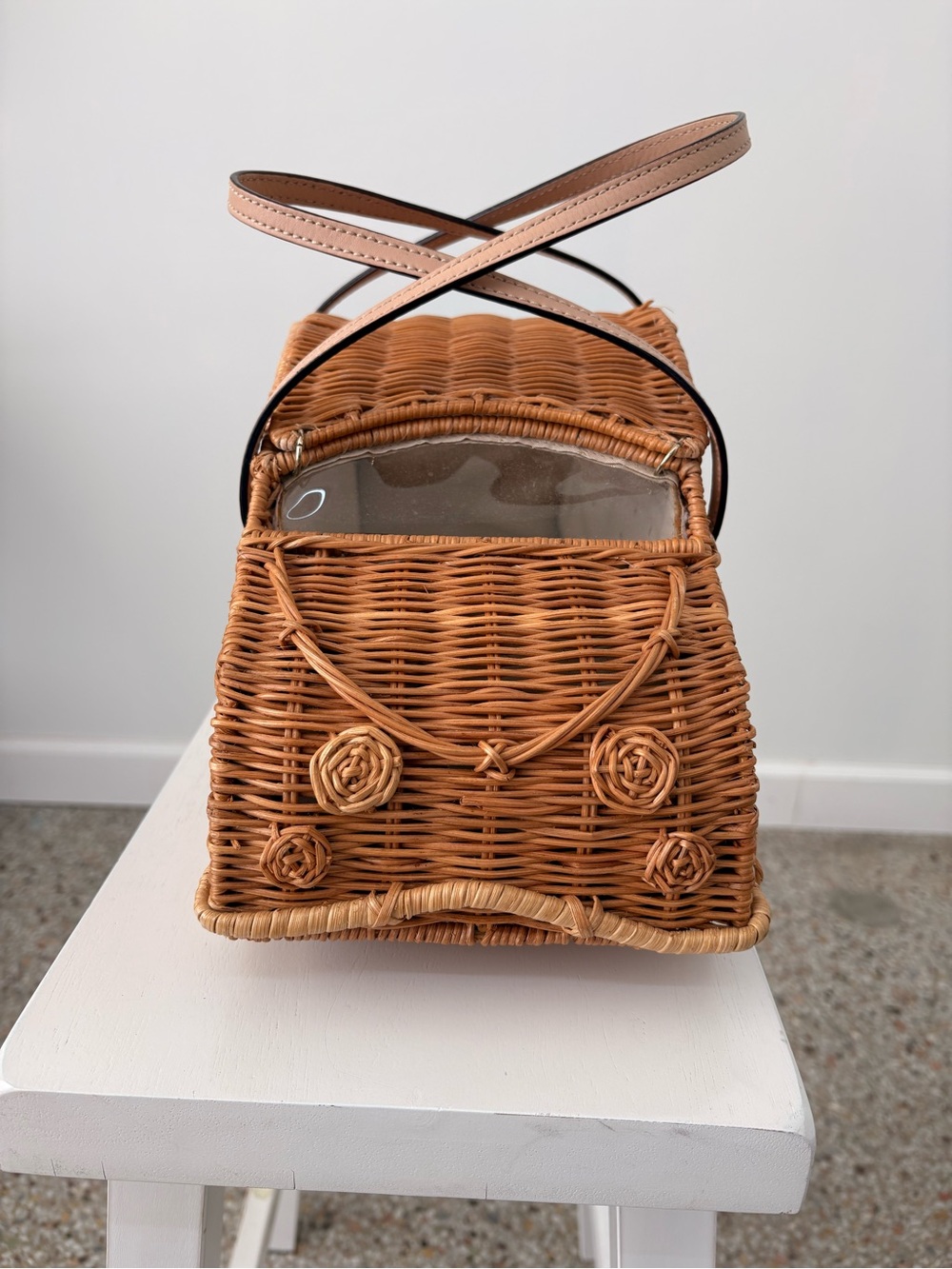kate spade Woven Car-Shaped Mini Bag in Brown with Beige Straps - Picture 4 of 4